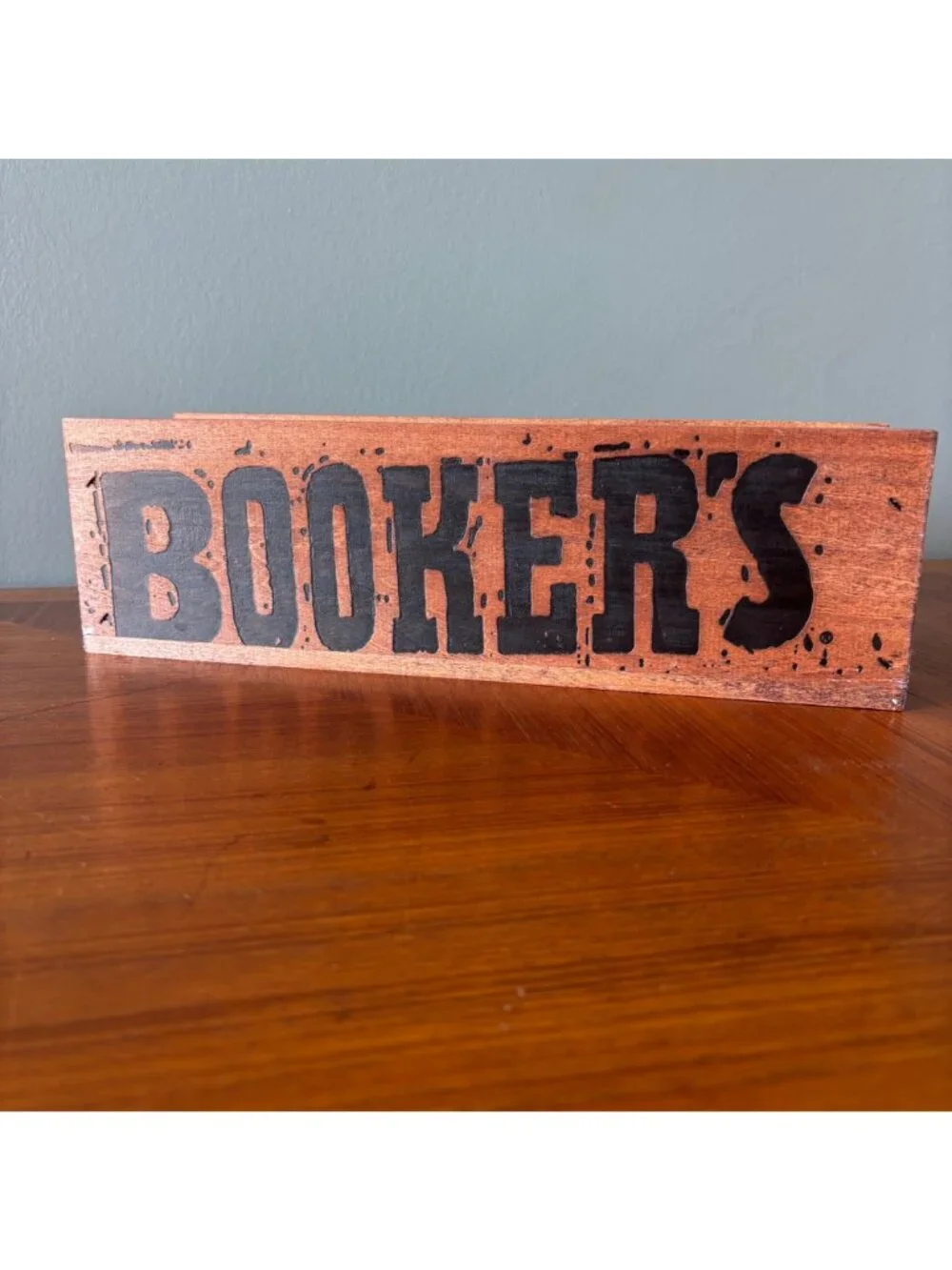 Bookers Bourbon Wooden Box Empty Plexiglass Lid 14x4 Craft Wine Whiskey Case
